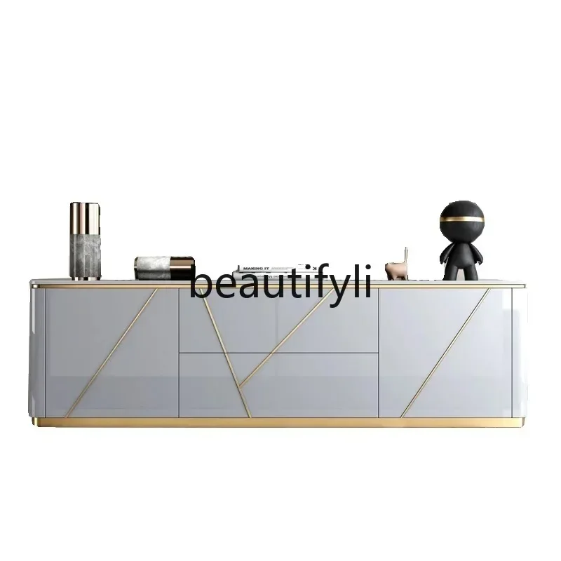 LXLight الفاخرة بلاطة الصخور خزانة التلفزيون طاولة القهوة الحديثة بسيطة حائط الخلفية خزانة شقة صغيرة تخزين المنزلية BedroSS #4