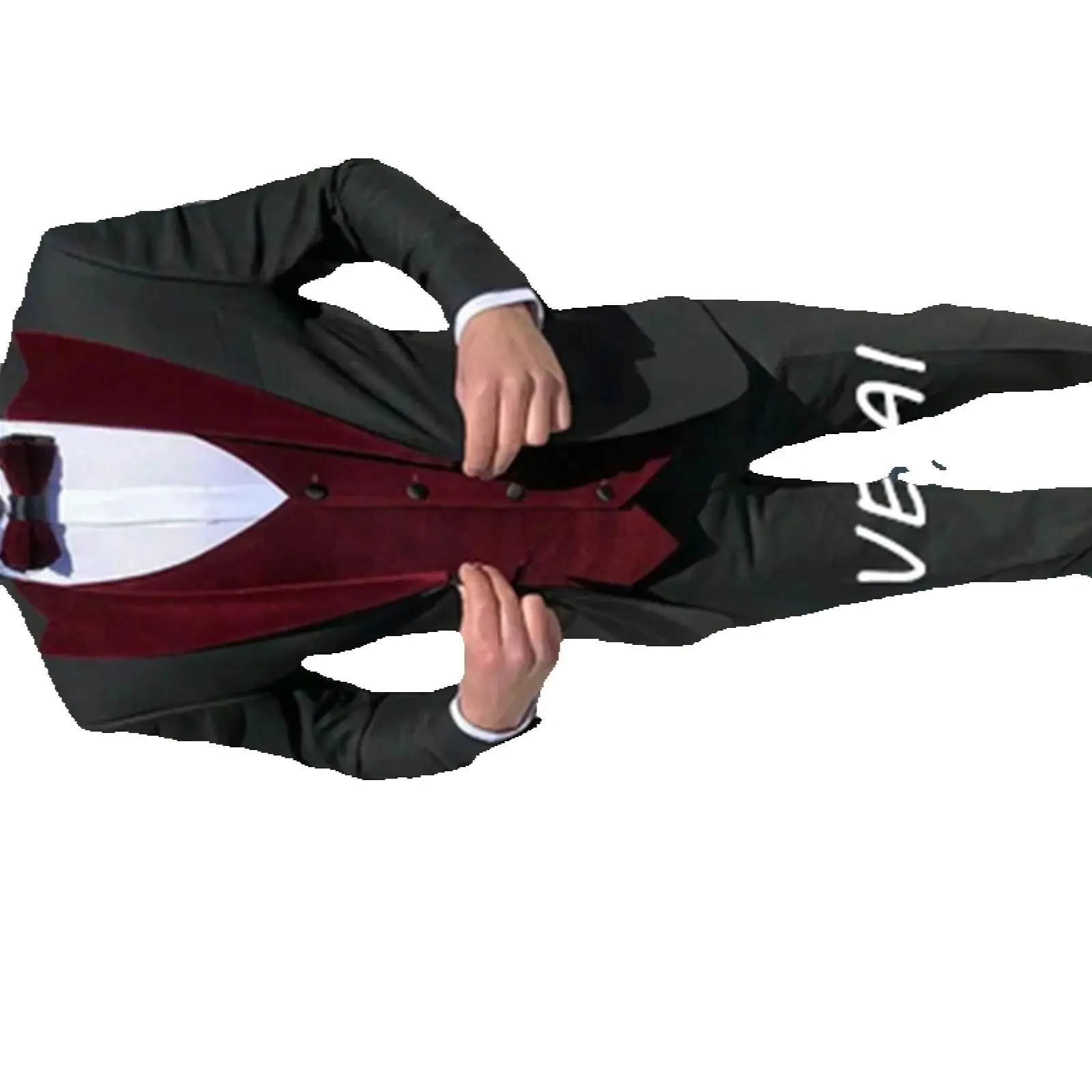 

Индивидуальные мужские костюмы из трех предметов, черный свадебный смокинг, бордовый бархатный жилет, мужской модный костюм жениха, куртка для выпускного вечера с