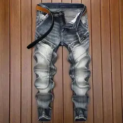 2024 nuovo stile autunno Jeans da uomo Vintage tinta unita Jeans classici primavera uomo Slim fit elastico moda Denim pantaloni uomo NZ19