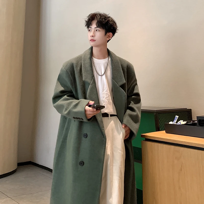 

Мужское шерстяное пальто средней длины, осенне-зимнее, в корейском стиле, премиум-класса, утепленное, выше колена, ветрозащитное, молодежное, модное, с длинными рукавами