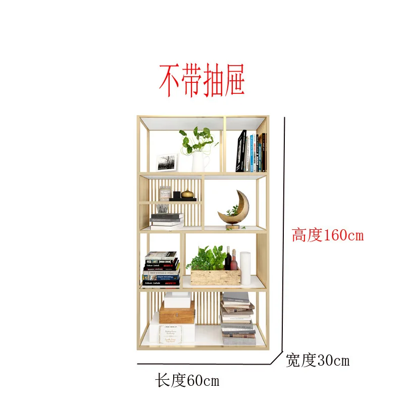 Q simple modern screen solid wood bookcase living room creative  wrought iron bookshelf floor office partition