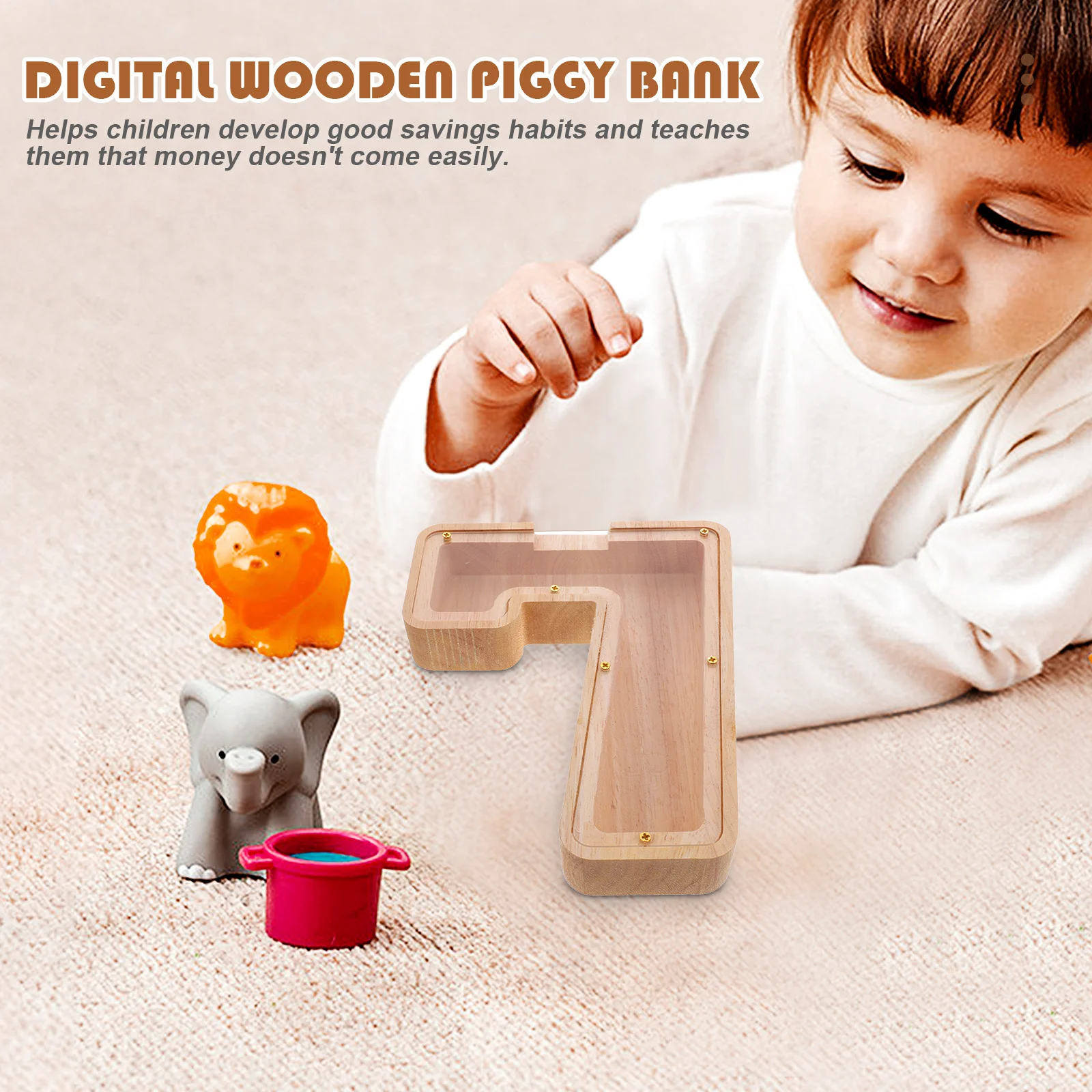 STOBOK Transparant Spaarpot voor Kinderen Leuke Bank Onbreekbaar Desktop Spaarpot Brief Decor Houten Kind Spaarpot