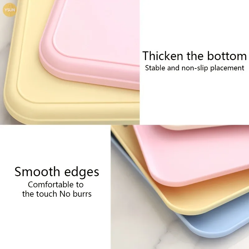 5pcs Multi-Use Macaron Color Plastic Service Tray 3 Size Reusable Rectangular Decor Serving Platter for Kitchen Countertop Decor
