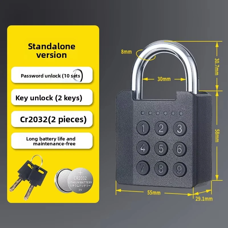 

Smart Dormitory Cabinet Lock with 2 Key Electronic Entry Door Lock IP65 Waterproof Password Padlock for Safety Bag Box Drawer