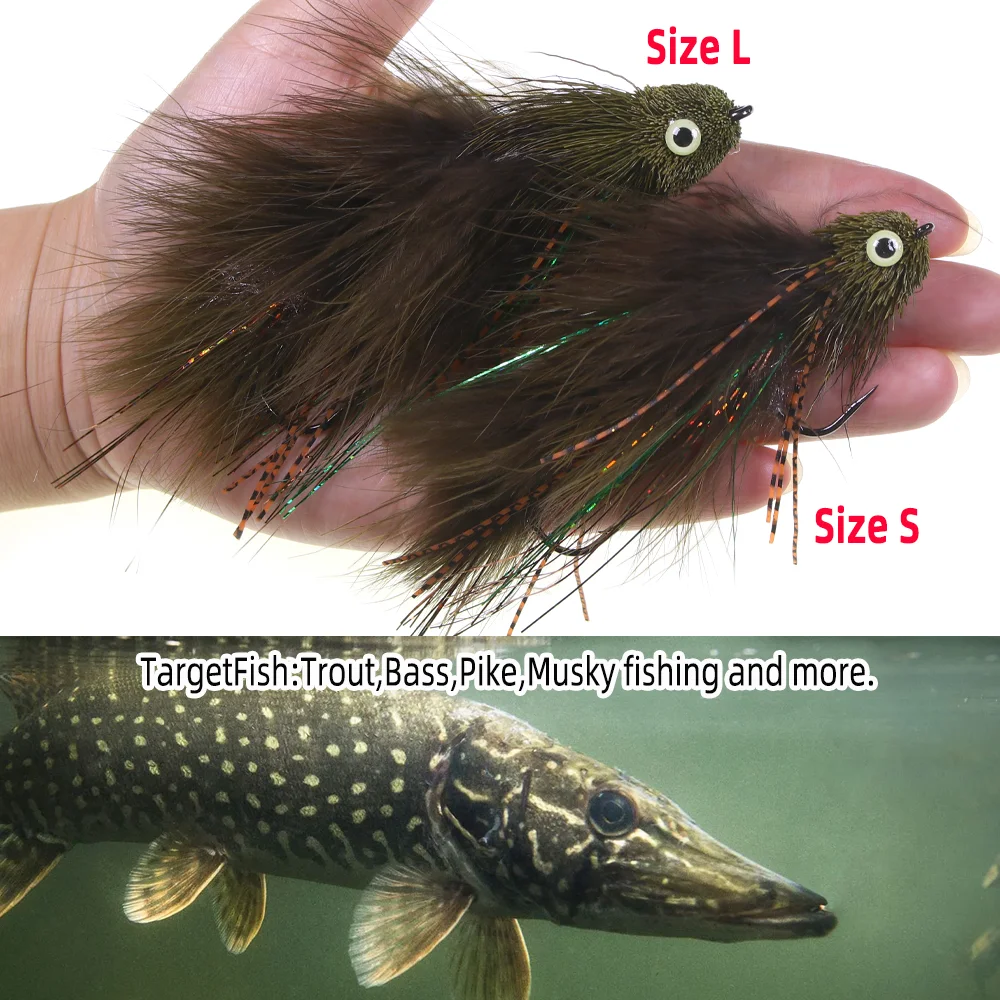 Vampfly 1pc/2pcs Sex Dungeon Articulated Streamer Deer Hair Bass Bug Poppers Trout Bass Pike Musky Saltwater Fishing Lure Baits
