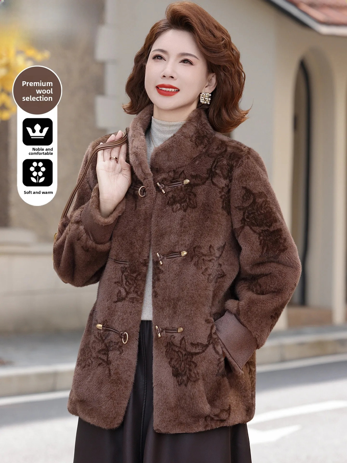 

New Chinese Sle Mom Winter Coat Mink Velvet Jaet 2025 New Model Mid-Aged And ly Autumn And Winter Fur Inteated Fur...