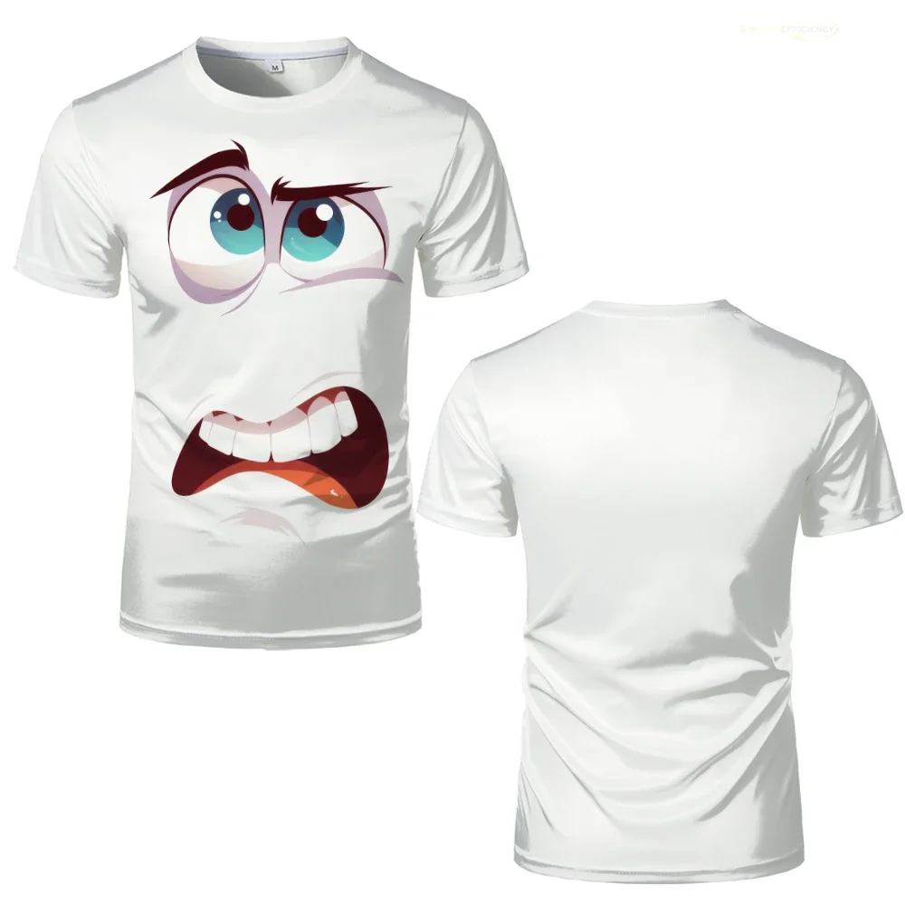 

3D Funny Cartoon Expression Men's T-shirt, Summer Casual Oversized Short-sleeved Tops, Children's Harajuku Loose Funny T-shirt