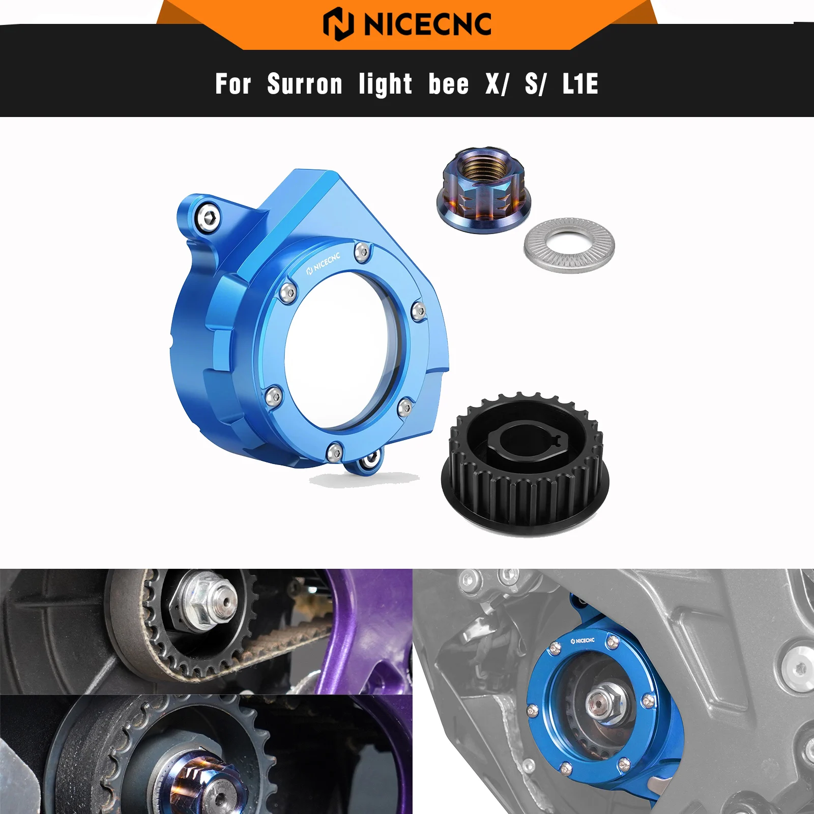 

NICECNC Primary Pulley & Pulley Nut & Belt Pulley Cover For Surron light bee X light bee S Segway X160 X260 Sur-ron Accessories