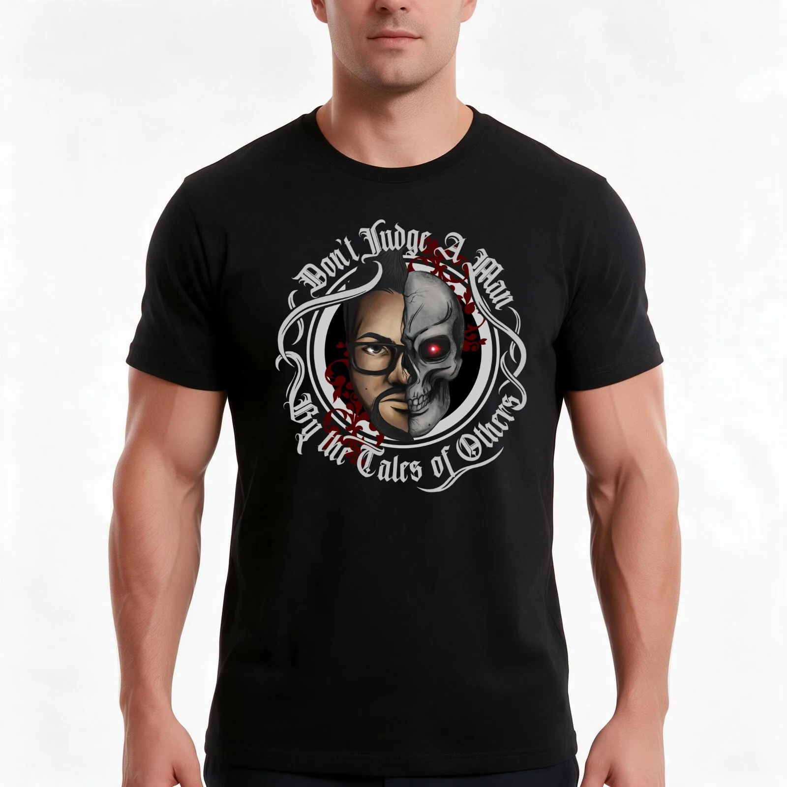 Don't Judge a Man T-Shirt, Summer Casual Cotton Tee, Oversized Streetwear Tops, Vintage Graphic Print, Loose Fit Short Sleeve