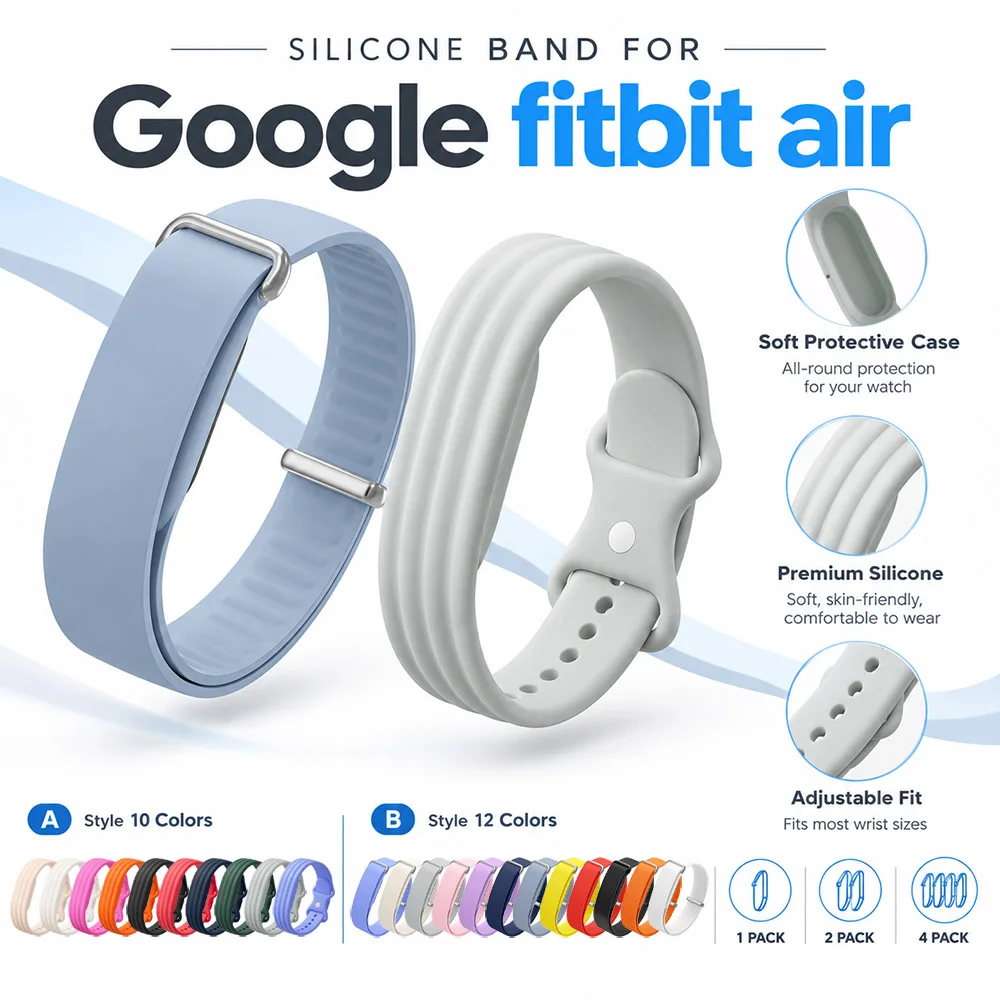 Soft Flexible Silicone Strap for Google Fitbit Air Original-Style Waterproof Sweat Resistant Wristband for Google Fitbit Air