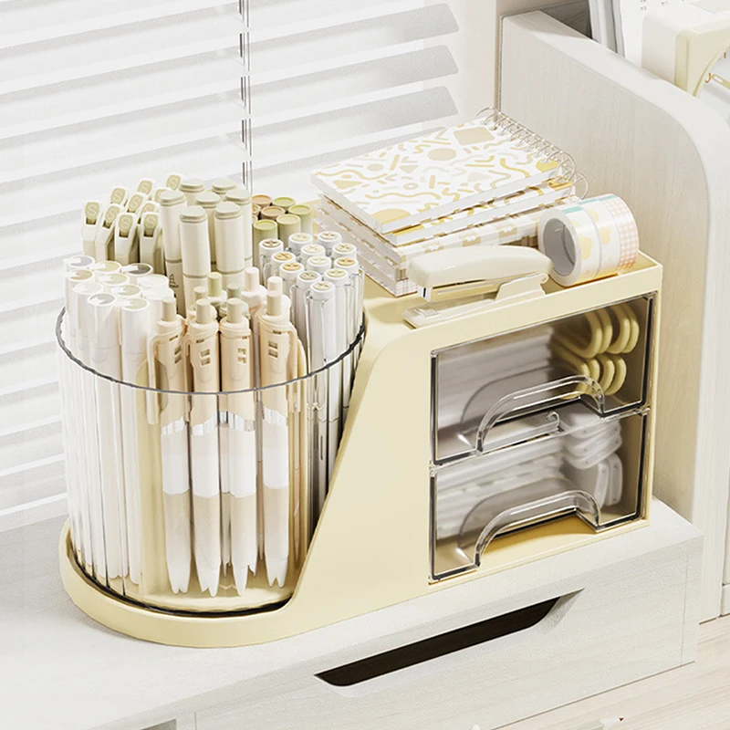 Multifunctional Comestic Brush Storage Box 360°Rotating Desktop Makeup Organizer Detachable Bathroom Rack Drawer Pen Holder