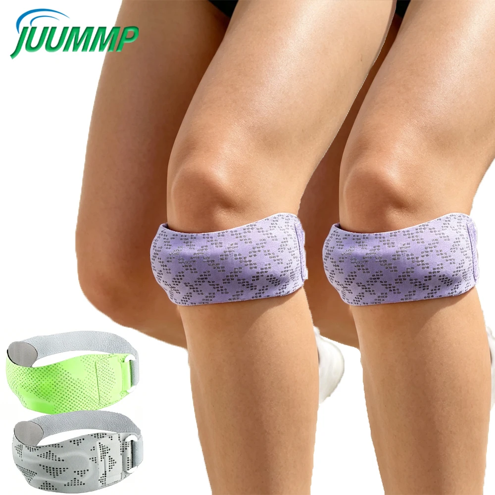 1PCS Reflective Silicone Patellar Tendon Knee Strap, Adjustable Patella Knee Support Brace for Jumper Running Fitness Workout