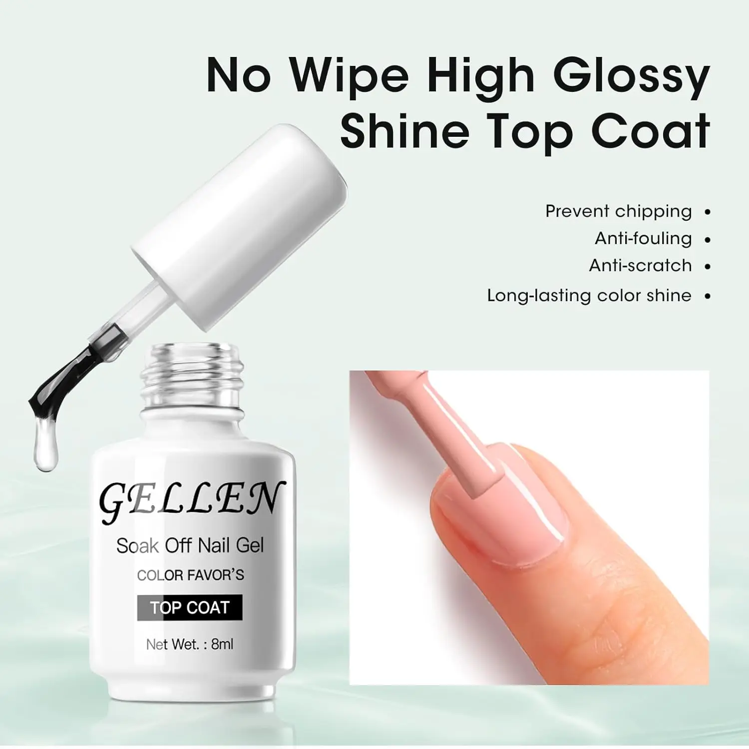 Gellen Base couche de finition 2 pièces ensemble 8ml sans lingette tremper clair longue durée Gel vernis à ongles pour LED UV lampe manucure