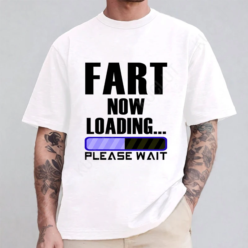 Warning Fart Loading Men T-shirt Funny Farting Rude Tee Joke Gag Tshirt for Man Dad Gifts Guys Clothes Short Sleeve Clothes Tops