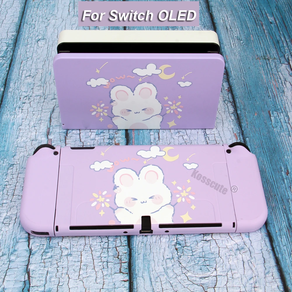 Cute Cartoon TPU Soft Protective Case Shell For Nintendo Switch OLED Game Console Purple Cover Shell For Nintend Switch OLED