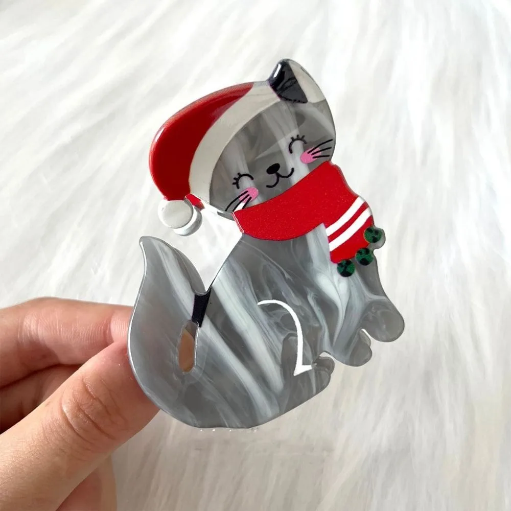 

Acetic Acid Acetate Animal Hair Claw Red Scarf Christmas Hat Hair Clip Cat Hair Clip Cartoon Headdress Christmas Shark Clip
