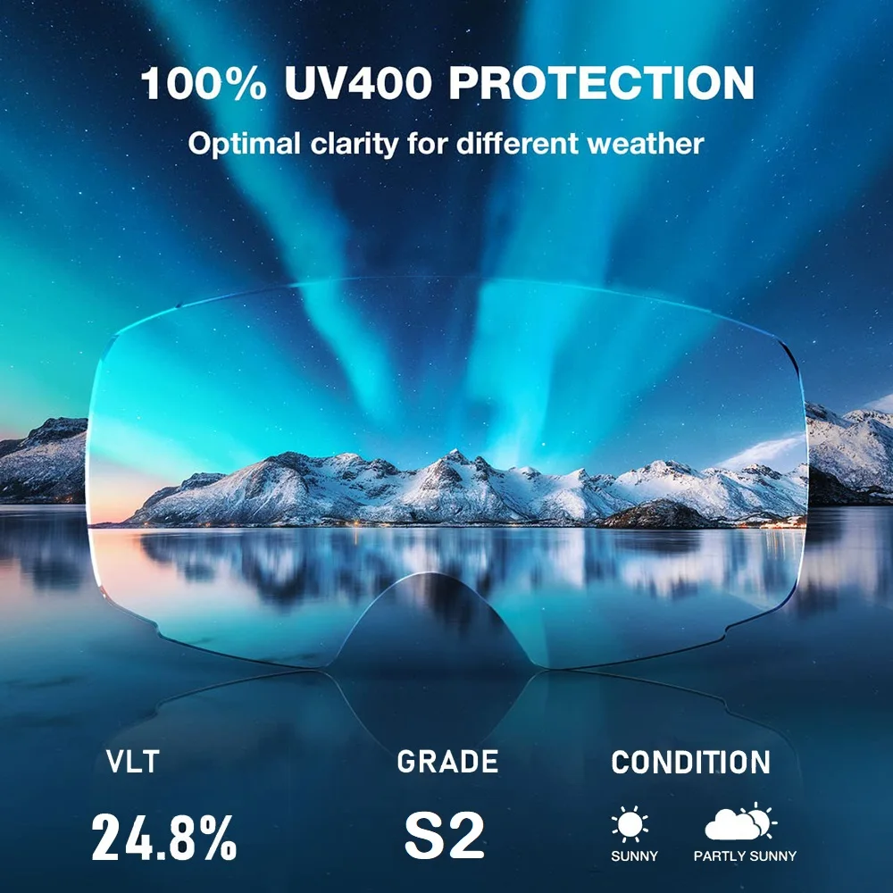 แว่นตาเล่นสกี Pro 100% ป้องกัน UV400หมอกเลนส์เปลี่ยนได้แว่นตาเล่นสกีสโนว์บอร์ดสโนว์บอร์ดสำหรับผู้ชายผู้หญิง natfire