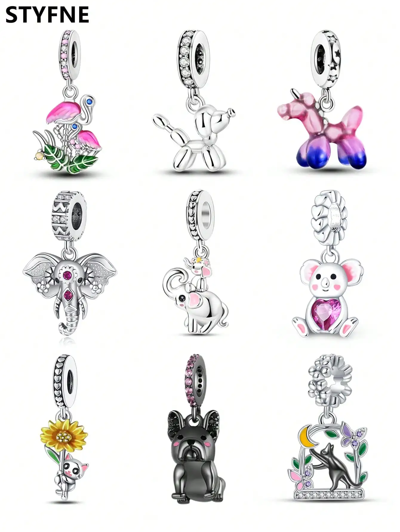 Charms Plata Cute animals: kittens puppies Beads Charm Silver Plated Fit Charms Original Bracelet for Jewelry Making DIY Charm