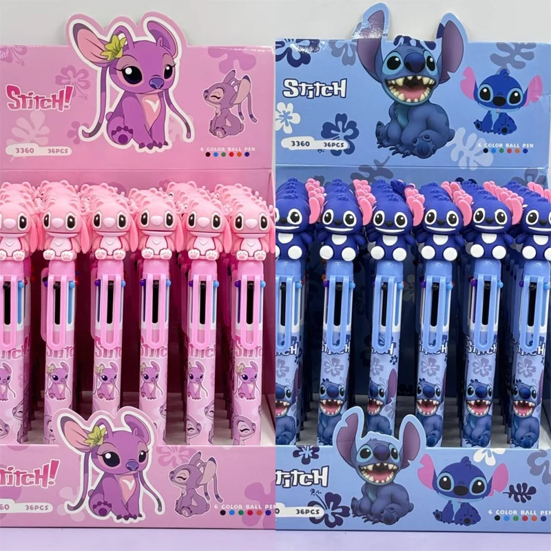 

3/ 6/12Pcs 6 Colors Disney Stitch Ballpoint Pen Press Multifunction Marker Students School Stationery Office Supplies for Gifts