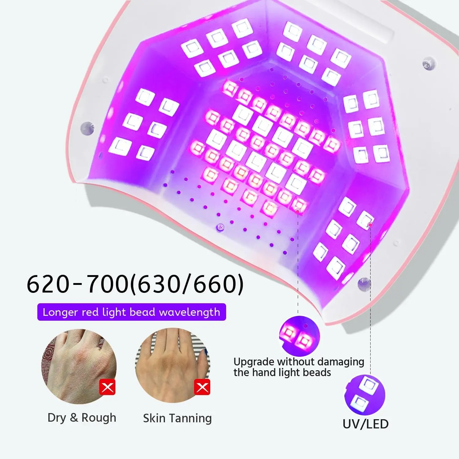 67 مصباح أظافر بالأشعة فوق البنفسجية ثنائي اللون LED، مجفف جل بمستشعر تلقائي مع 4 مؤقتات، قاعدة قابلة للطي (وردي) #3