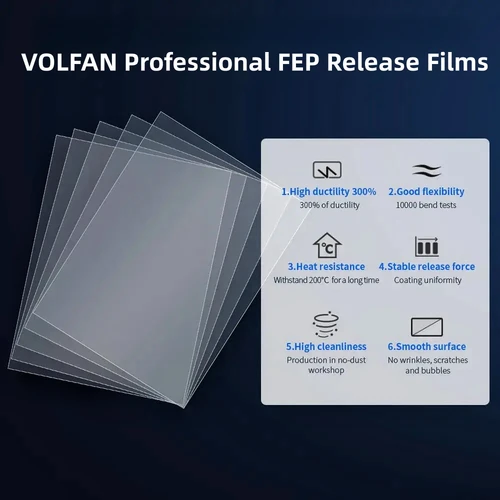 Imagen 2 del producto 5 Películas FEP de 10.1 Pulgadas 278x190x0.15mm Para Impresoras 3D de Resina UV ANYCUBIC Photon Mono M5s M5 M5s Pro M7 M7 Pro Películas de Liberación FEP