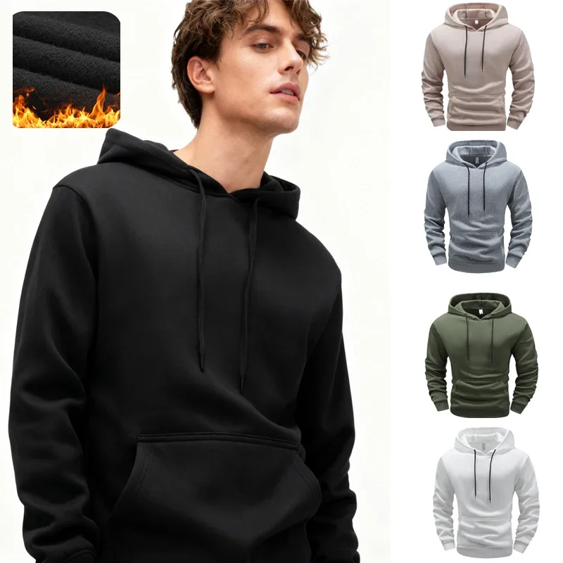 

2025 Men's Fleece Pullover Hoodie | Camo Print Sherpa Lined Warm Jacket, Loose Fit Streetwear Coat for Teens and Young Men