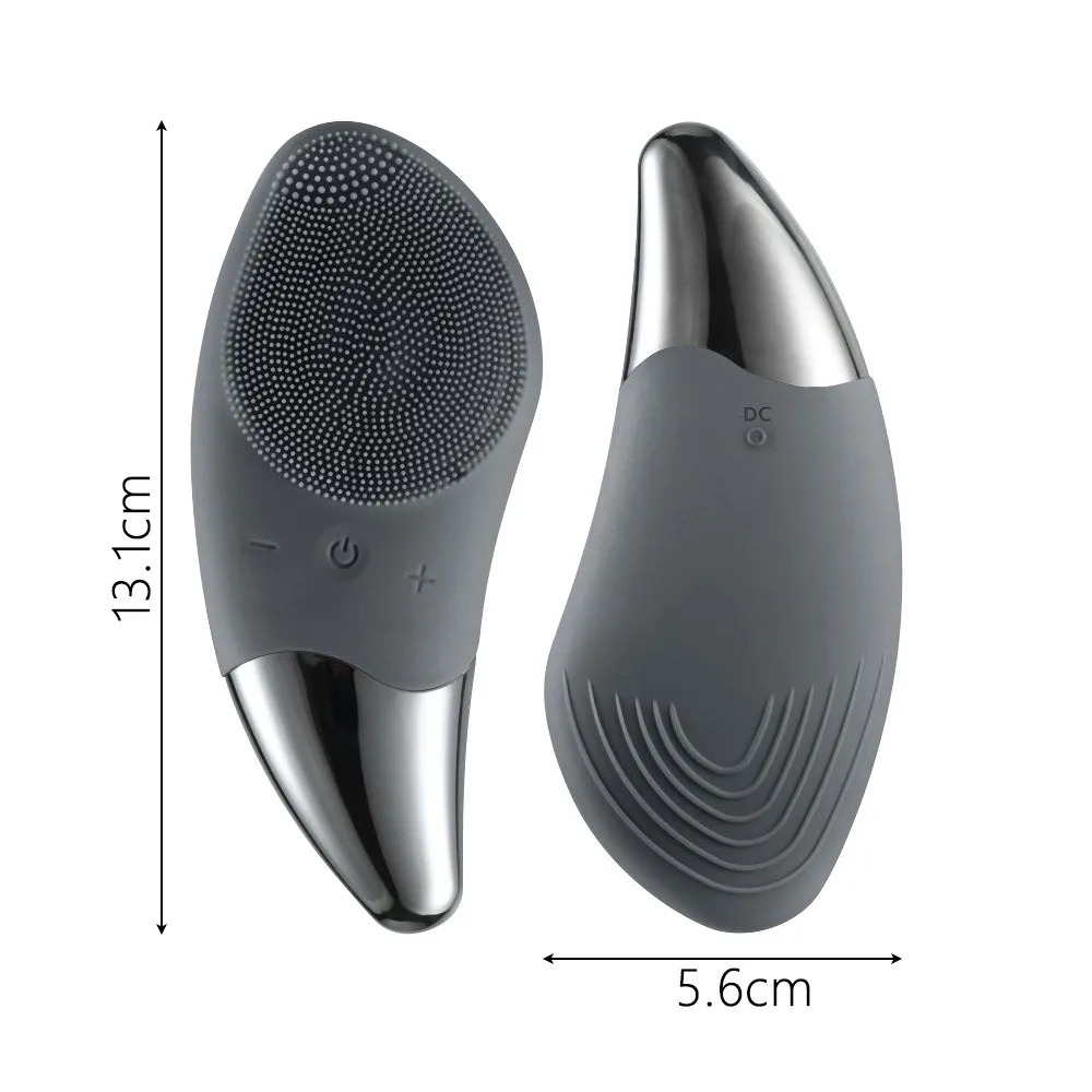 แปรงหน้าไฟฟ้า USB ซิลิโคน ​ ​ ​ ​ กันน้ำ ​ ​ ​ ​ ความเร็วหลายระดับ ​ ​ ​ ​ โซนิค เฟเชียล คลีนเซอร์ ​ ​   รูปไข่แบบชาร์จไฟได้ ​ ​