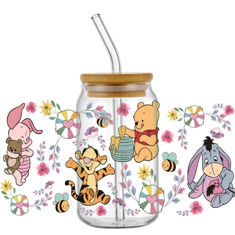 

Cute Bear And Cat Coffee UV DTF Sticker For 16OZ Libbey Glass Cup Can Cartoon Cars Wrap Transfer Sticker Custom Labels DIY Logo