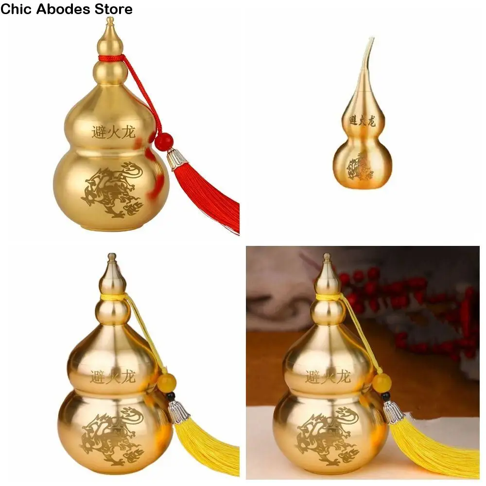 

Handicraft Fire-avoiding Dragon Gourd Chinese Style Top Open Cover Copper Gourd Smooth Ancient Craft Gourd Ornament Living Room