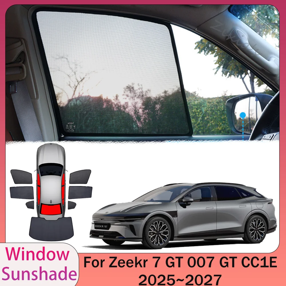 

Для Zeekr 7 GT 007 GT CC1E 2025~2027 2026: Магнитные сетчатые солнцезащитные шторки для боковых окон автомобиля, защита от солнца, аксессуары для интерьера