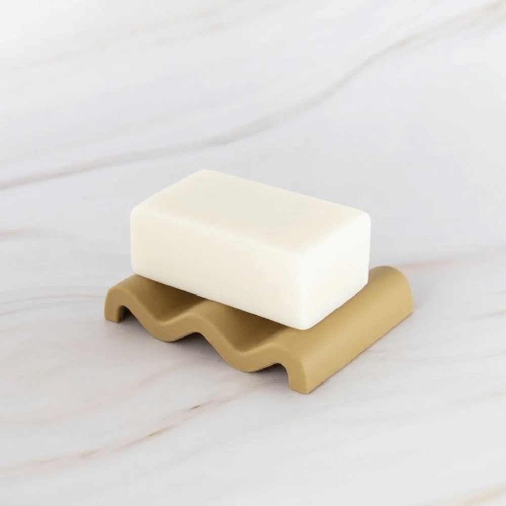 New Marble Pattern Soap Dish Wave Shaped Quick Drying Soap Holder Water Absorbing Silicone Soap Tray Kitchen Countertop