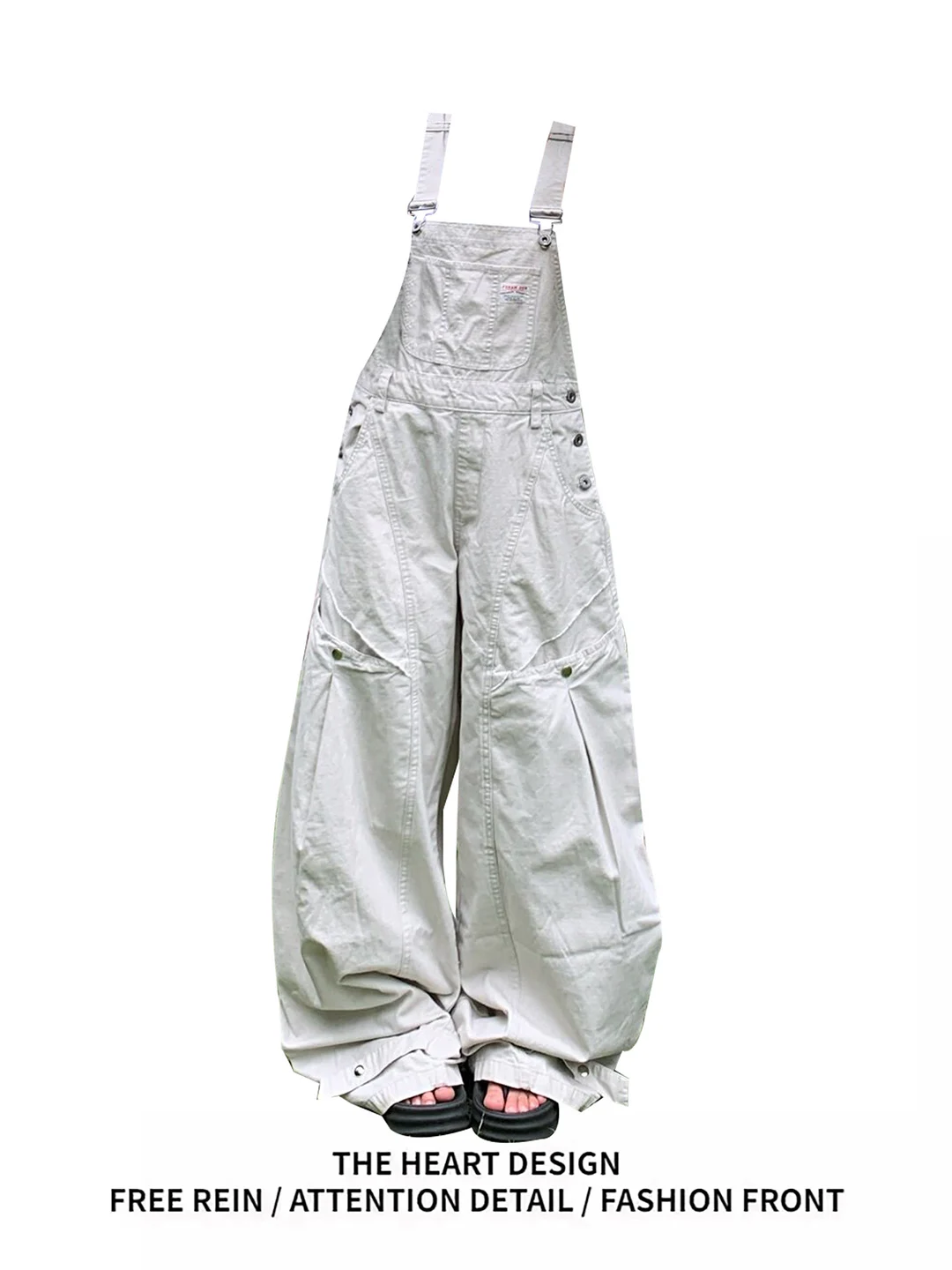 

American Retro Street Washed Large Pocket Workwear Overalls Women Summer Loose Lazy Slimming Long Pants High Waist Wide Leg J...