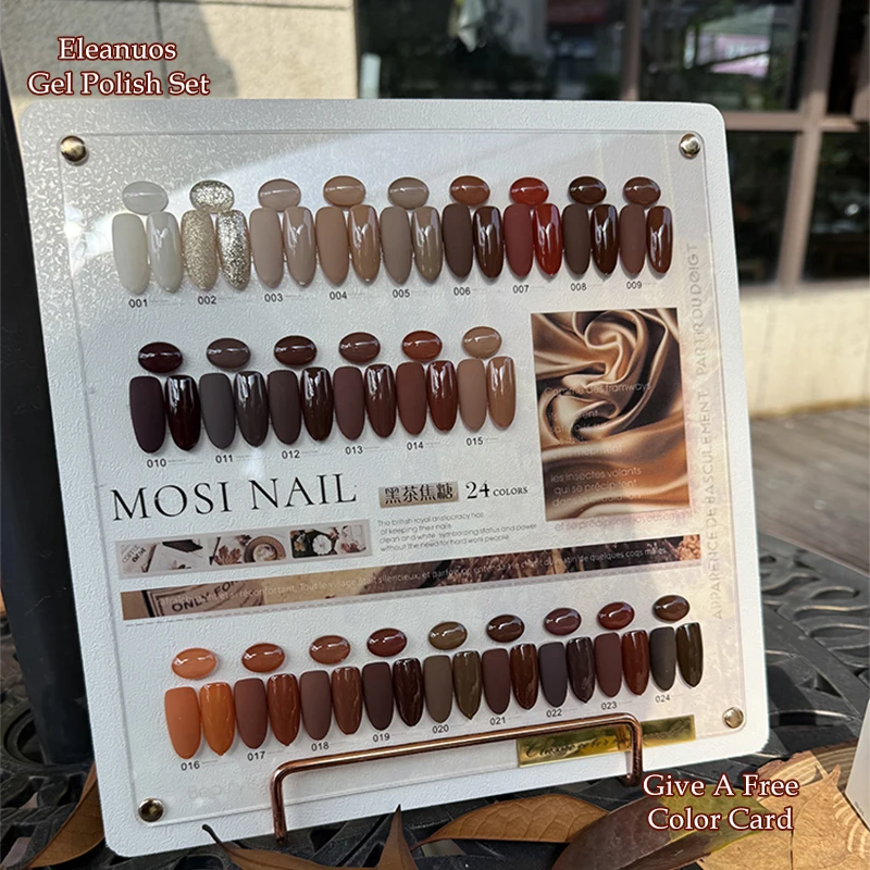 Eleanuos Caramel gel Polishing 24PCS Winter Durable UV Varnish gel Soaking Brown Nail Enhancement Coffee gel Nail Salon Kit