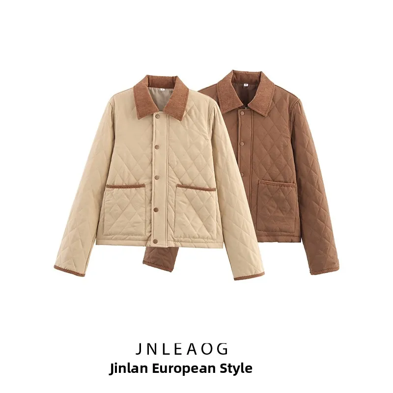

Удобная хлопковая куртка JNLEAOG для женщин, универсальная, 2 цвета, новая осенняя коллекция, короткое пальто из полиэстера