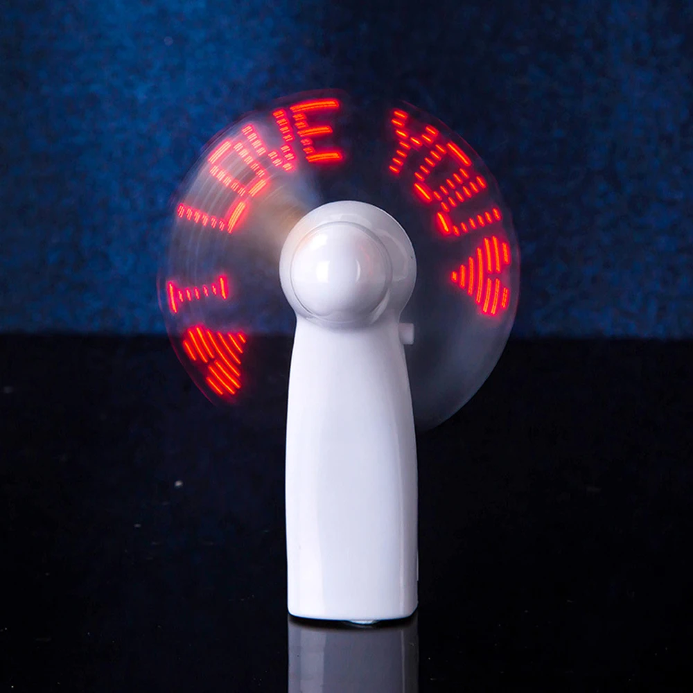 1Pc Mini Handheld Fan Creative Flexible LED Cooler Cooling with Characters Word 