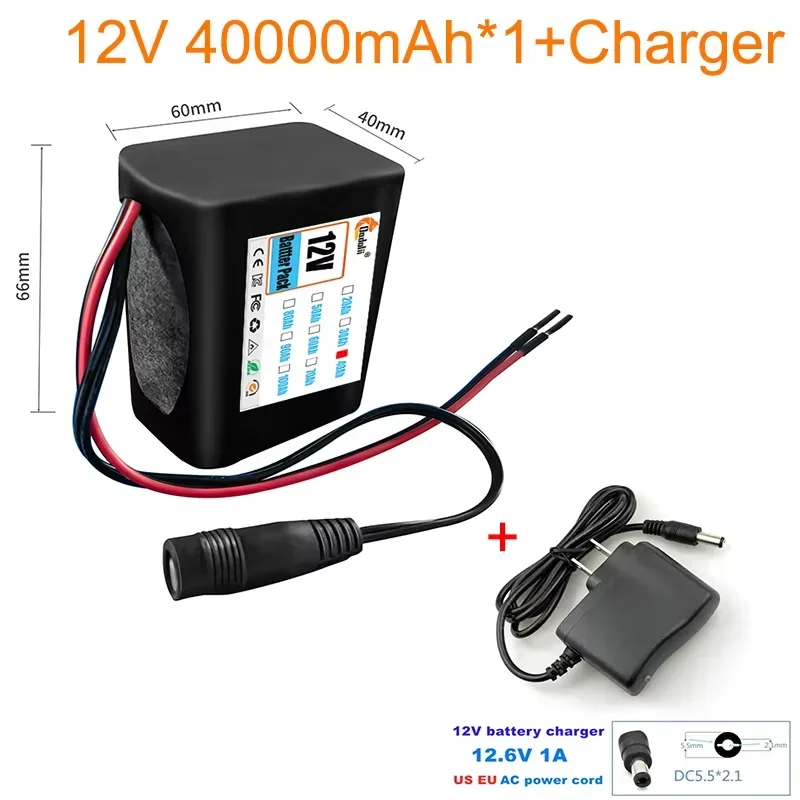 Batterie 3S2P 12V 40000mah 18650 Li-ion 30Ah, batteries rechargeables avec BMS, panneau de Protection + chargeur