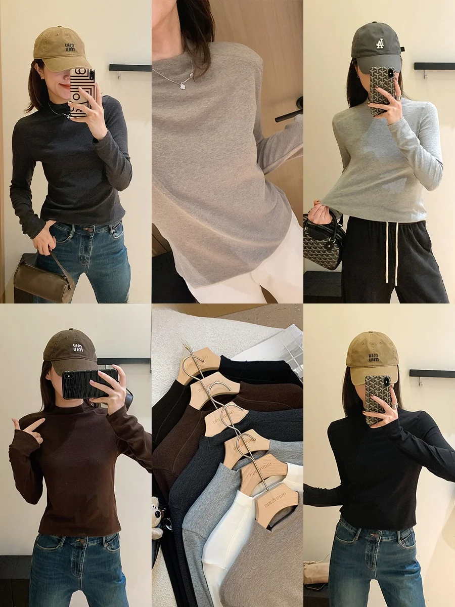 

Женская шерстяная футболка Long Sve Base irt f с высоким воротником и плечами, повседневная футболка со стойкой и внутренней одеждой