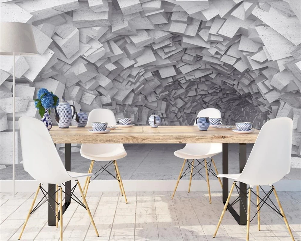 Customized wallpaper 3D European retro extension space tunnel industrial wind mural Living room TV background bedroom restaurant