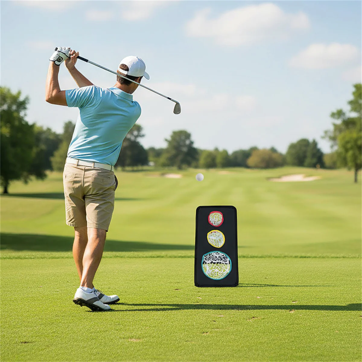 

Double-Sided Golf Chipping Net - 5 Target Zones, 420D Oxford Fabric, Black