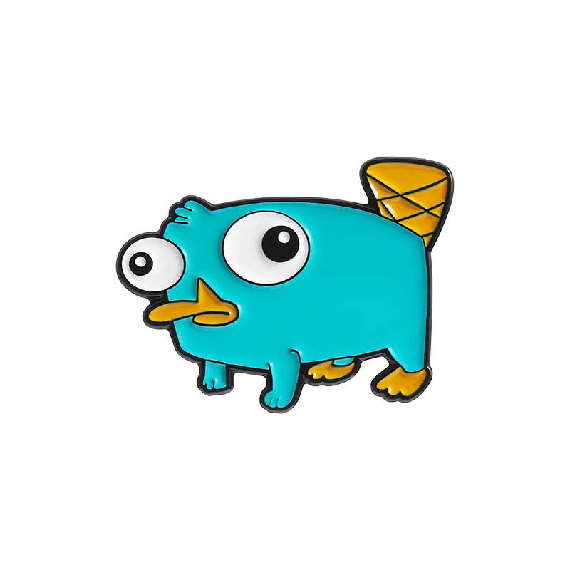 Perry Das Schnabeltier Brosche Emaille Pins Cartoon Anime Ente Rolle Metall Brosche Rucksack Revers Abzeichen Tier Schmuck Geschenke für Freunde
