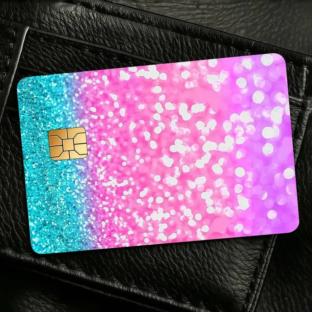 Bling Rhinestone 4Pcs Waterproof Scratch Resistant Card Skin Stickers Fashion Decorative for Credit Debit Bank