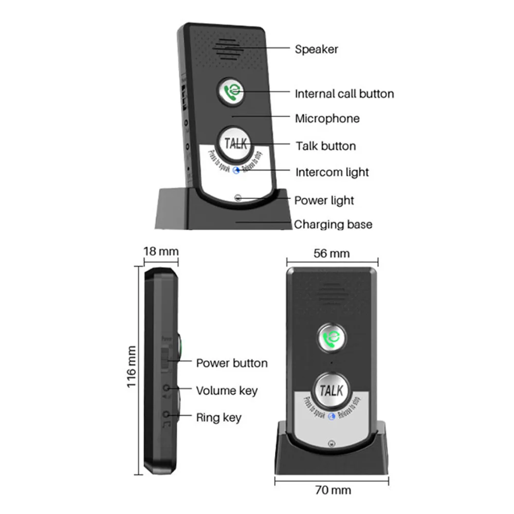 2pcs Intercoms Wireless for Home Voice Bidirectional Caller Home Ultra Long Distance Portable Wireless Voice Interphone