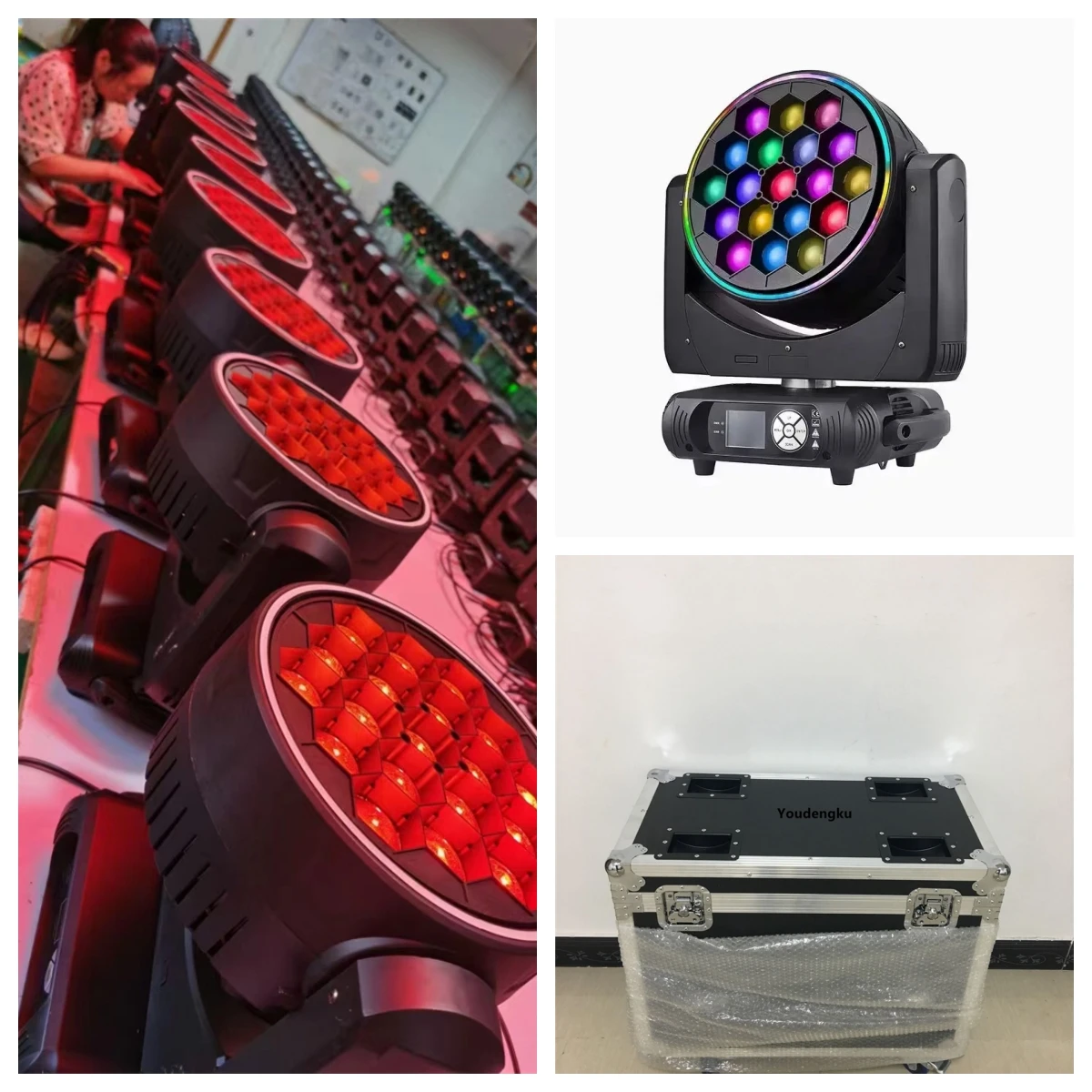 2 pieces with flycase Led moving head rgbw focus led beam wash light zoom 19 x 40w rgbw bee-eye led moving head with led ring