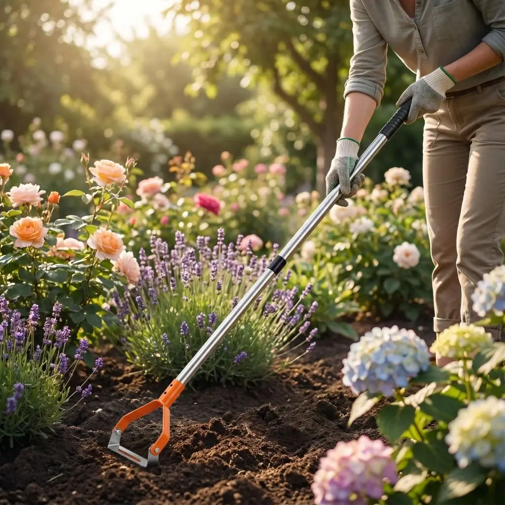 Cover Two-In-One Weeding Ring Toothed Blade Compact And Sturdy Horse Shoe Ring Hoe Dual-Purpose Weeding Tool Garden Use