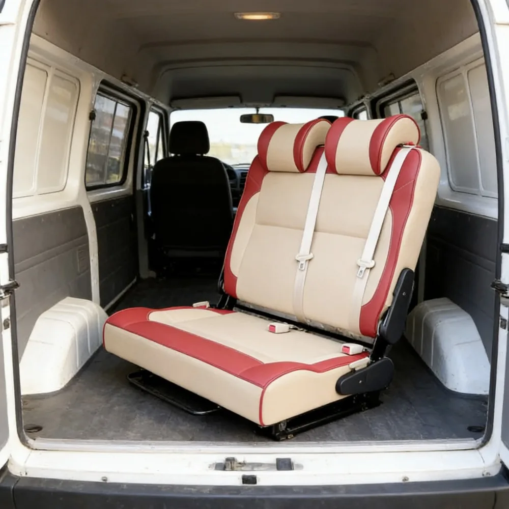 RV Folding Seat Bed Custom Car Interior Seat Two-Way Convertible Seat for Vans RV and Multi-Purpose Vehicle Seating Solutions