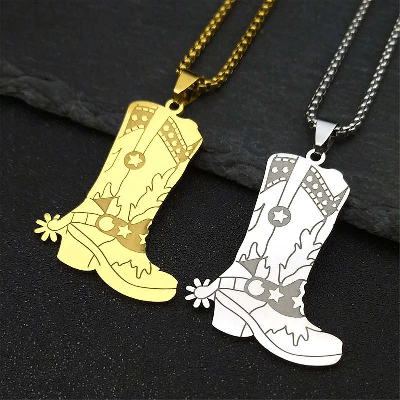 Magic Shoes Boots Necklace For Women Men Stainless Steel Gold Silver Color Star Flower Christmas Chain Jewelry Gifts