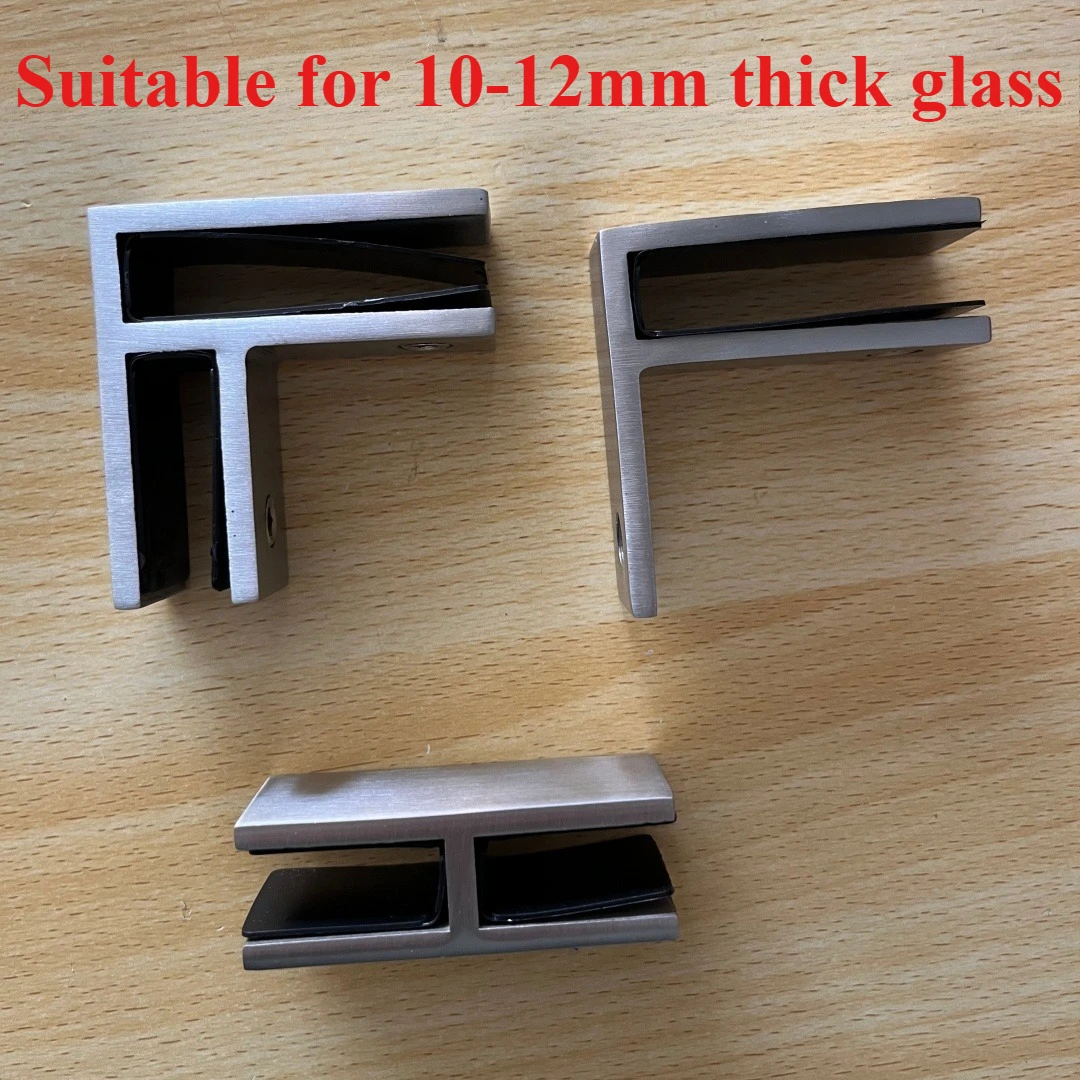 2Pcs Cast SUS304 Non-Drill Railing Glass Clamp Fixing Bracket For Handrail Swimming Pool Fence Joint Suitable for 10-12mm thick
