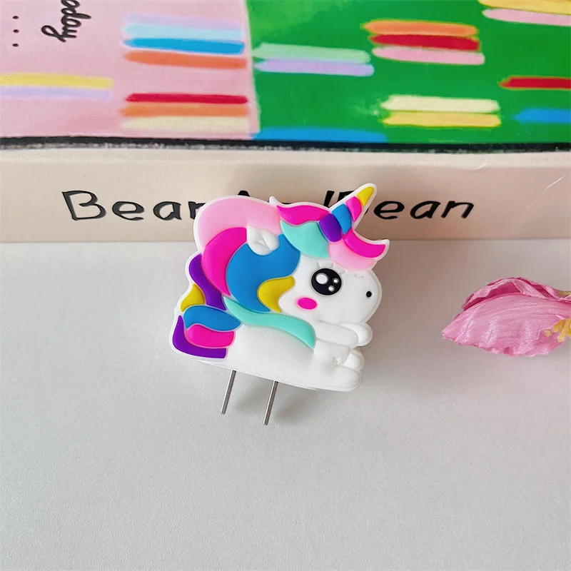 Y2K Cute Cartoon Color Unicorn Charger Cover For IPhone 11 12 13 14 18W-20W Kawaii Clear Charge Protection Cover Charger Sleeve