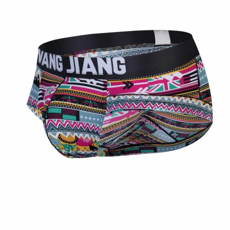 Men's Ethnic Print Triangle Briefs Ultra-thin Ice Silk Underpants Underwear