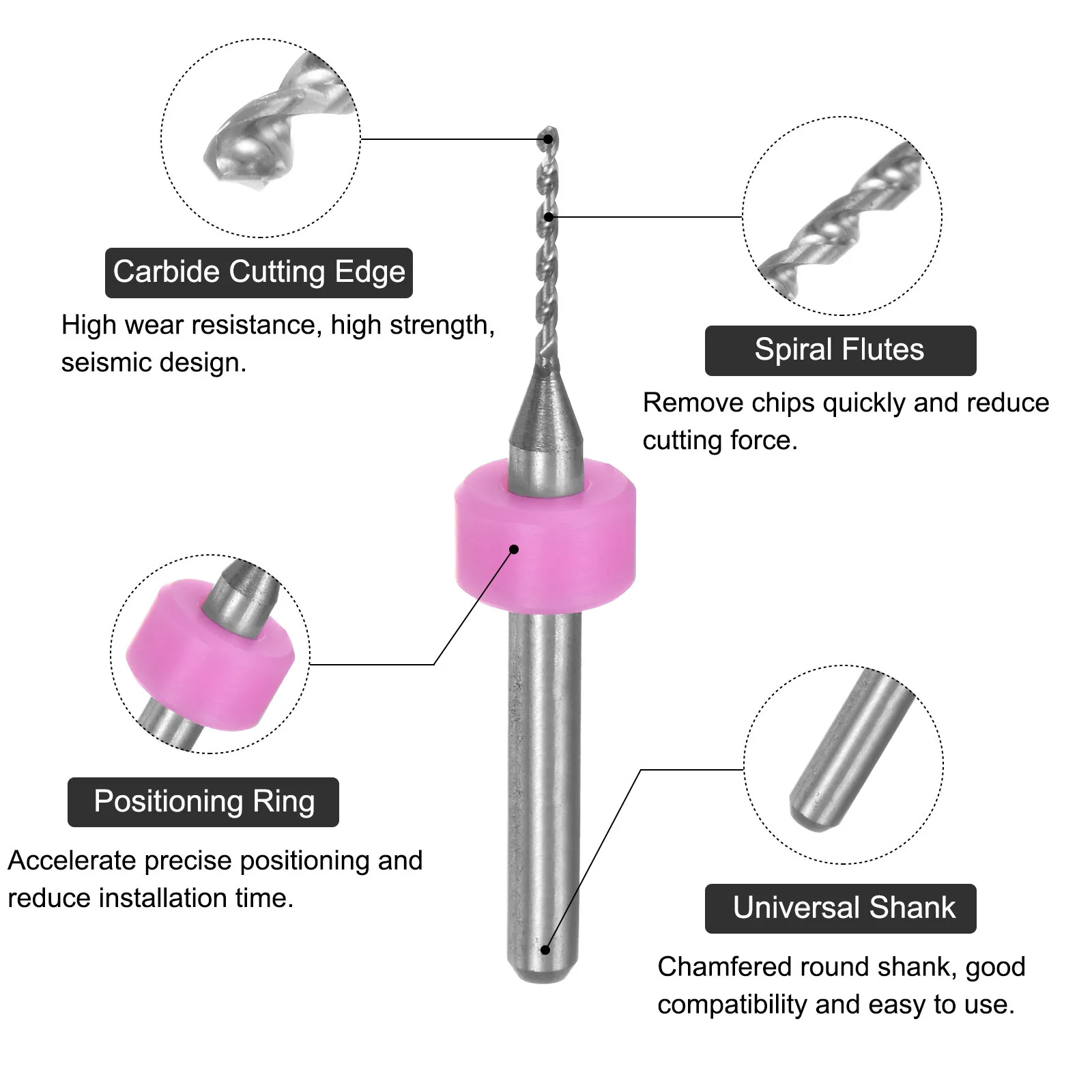 20Pcs 1/8" Shank 0.1mm-2mm Tungsten Carbide CNC Engraving PCB Drill Bits Set